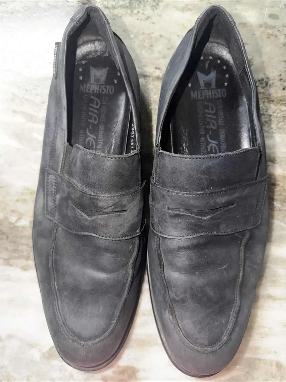 Mephisto Men’s 10.5 Black Suede Slip-On Loafers Cool-Air Leather Shoes SRS2